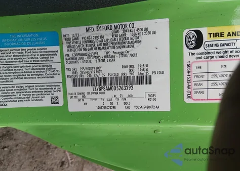 2013 Ford Mustang V6 Premium z USA, uszkodzony, nr VIN 1ZVBP8AM0D5263292